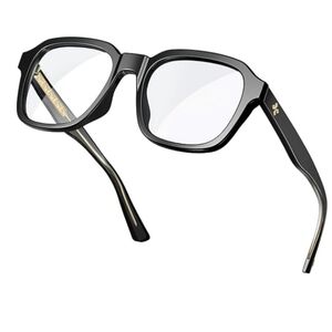 Oversized Square Blue Light Blocking Glasses Computer Black Frame Eyewear